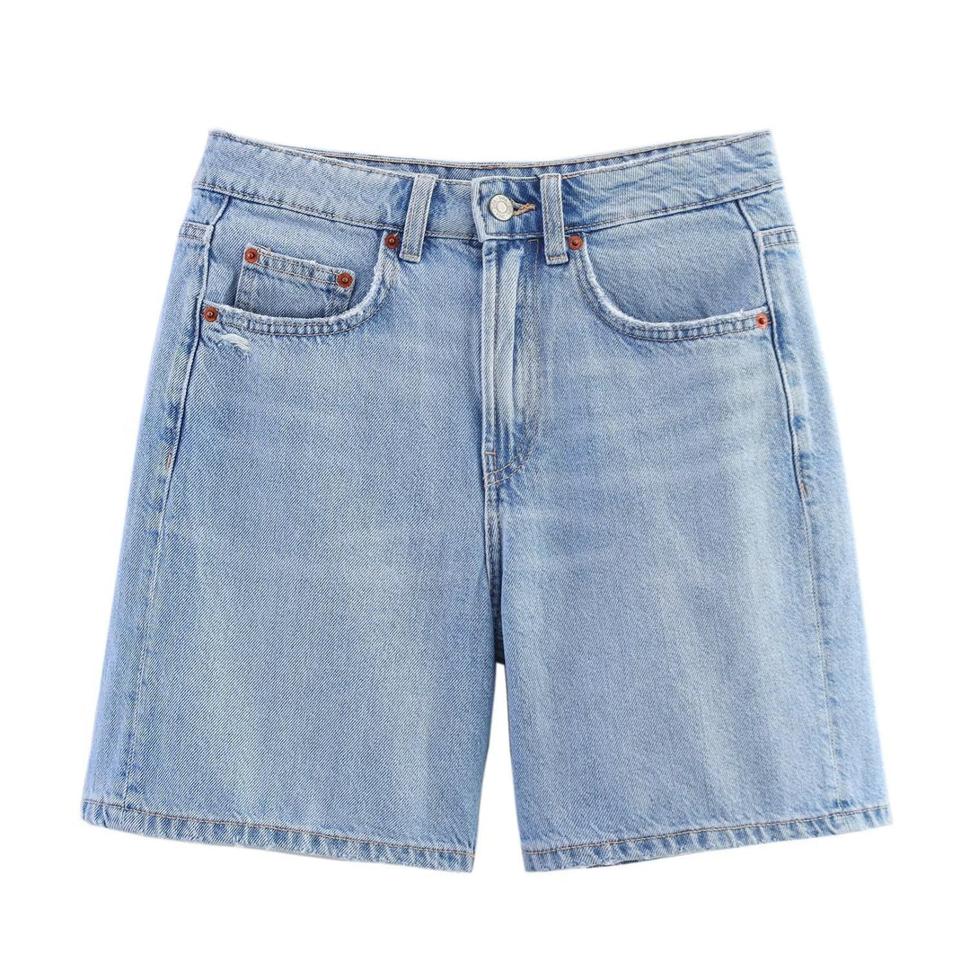 Damen Denim-Shorts im lässigen Schnitt mit hoher Taille und praktischen Taschen Drune