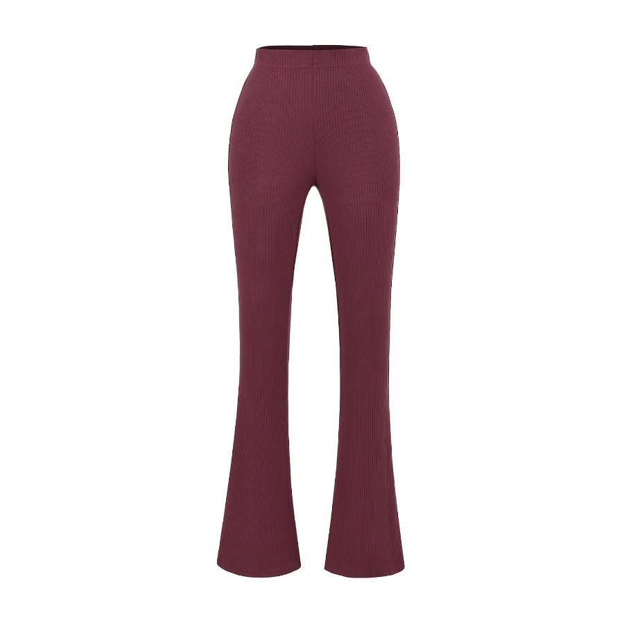 Damen Elegante Flared-Hose aus hochwertigem, elastischem Stretchmaterial mit hohem Bund Drune
