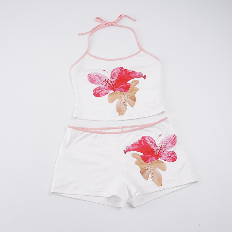 Damen Freizeit-Set mit floralem Design und verstellbarem Trägerschnitt Drune