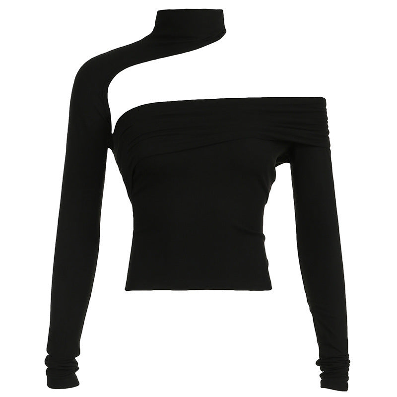 Damen modisches Oberteil mit asymmetrischem Schnitt und elegantem Rüschenbesatz Drune