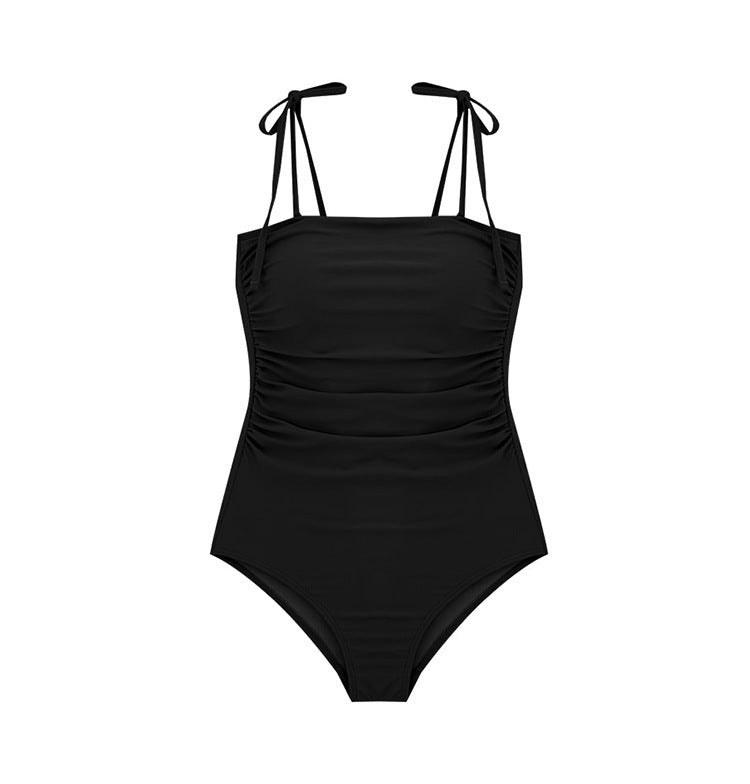 Damen Einteiler Badeanzug mit verstellbaren Trägern und eleganter Raffung Drune