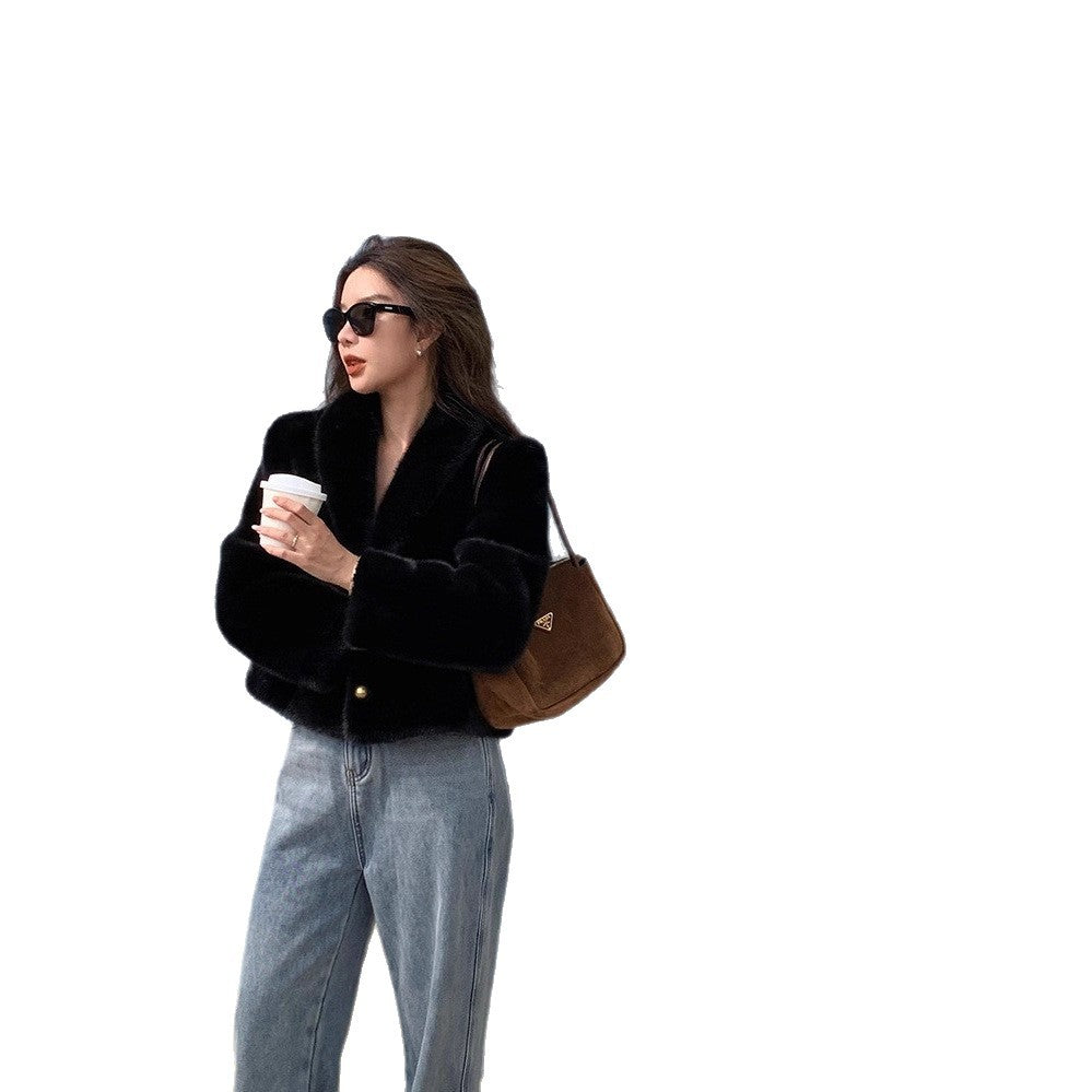 Damen Modische und weiche Kunstpelzjacke Drune