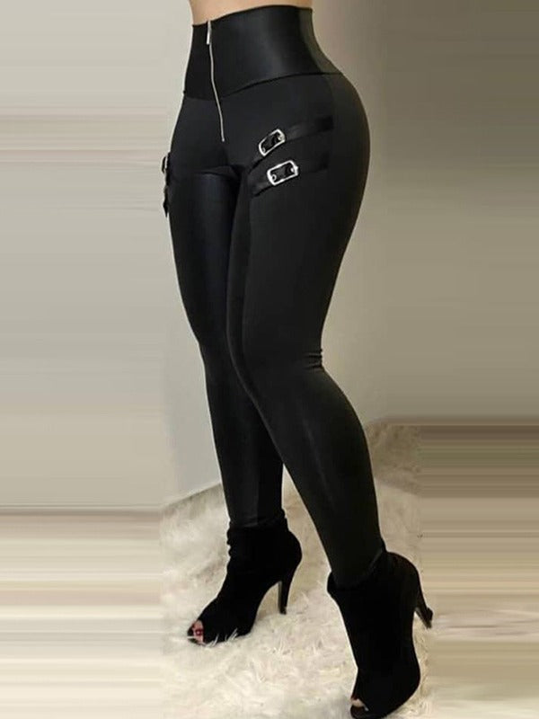 Damen Hochtaillierte Leggings mit modischen Schnallen-Details Drune