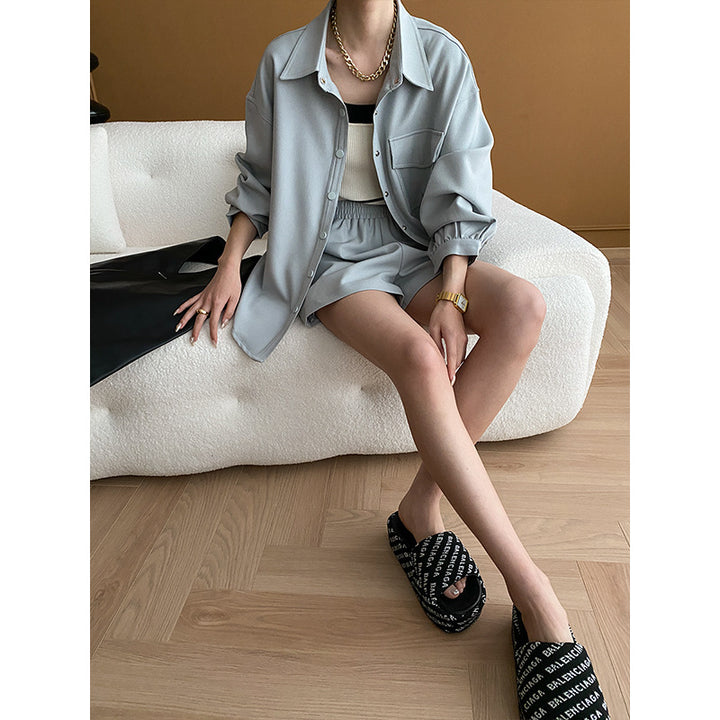 Damen Kurzarmbluse und Shorts-Set Drune