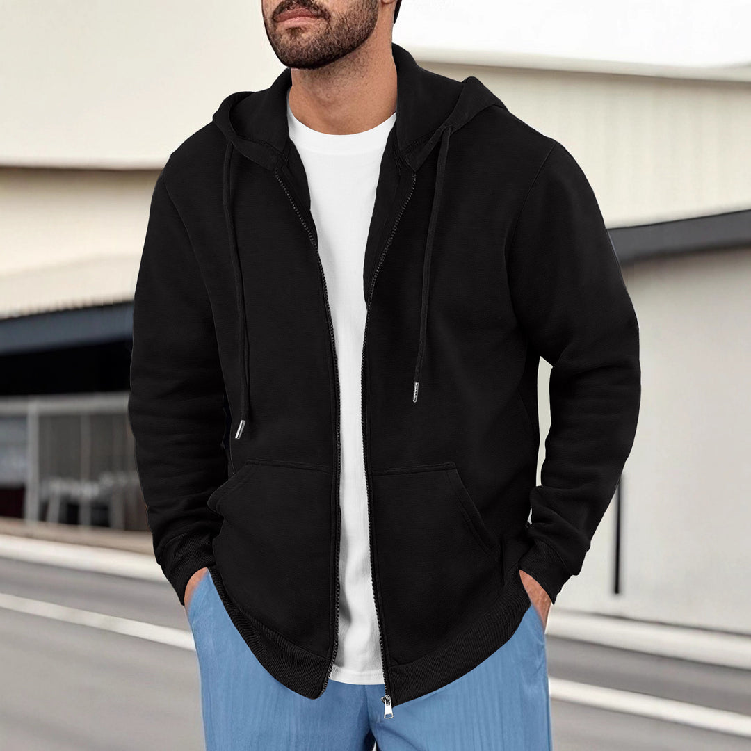 Herren lässige Kapuzenjacke mit atmungsaktivem Sweatstoff und praktischen Taschen Drune