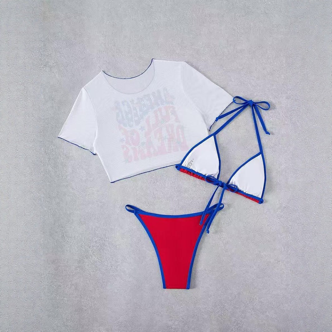 Damen Crop Top und Hochschnitt Bikinihöschen Drune