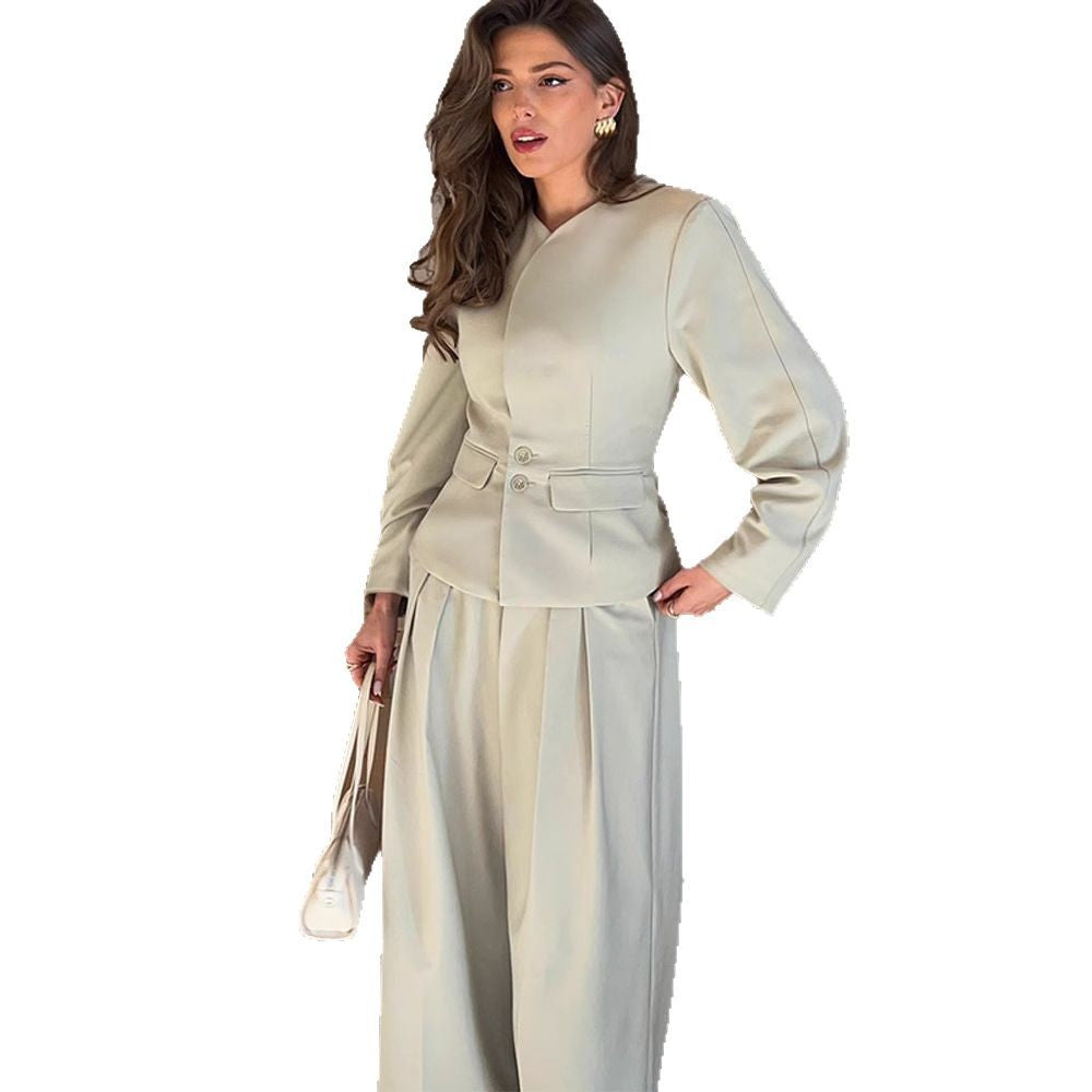 Damen elegantes Blazer- und Hosen-Ensemble Drune
