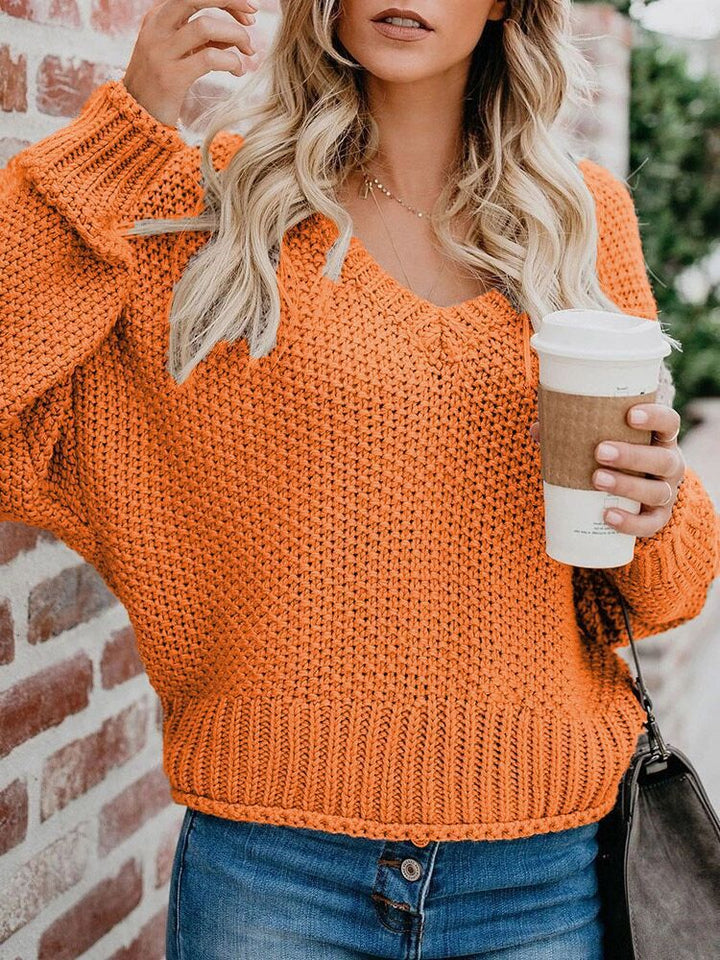 Damen Loungesweater mit lässigem Schnitt und tiefem V-Ausschnitt Drune