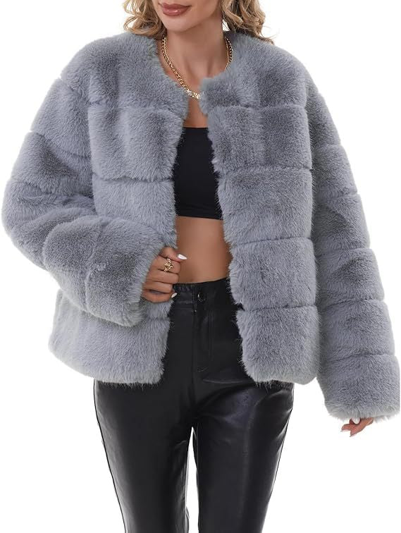 Damen Modischer Kunstfell-Jacke mit strukturiertem Design Drune