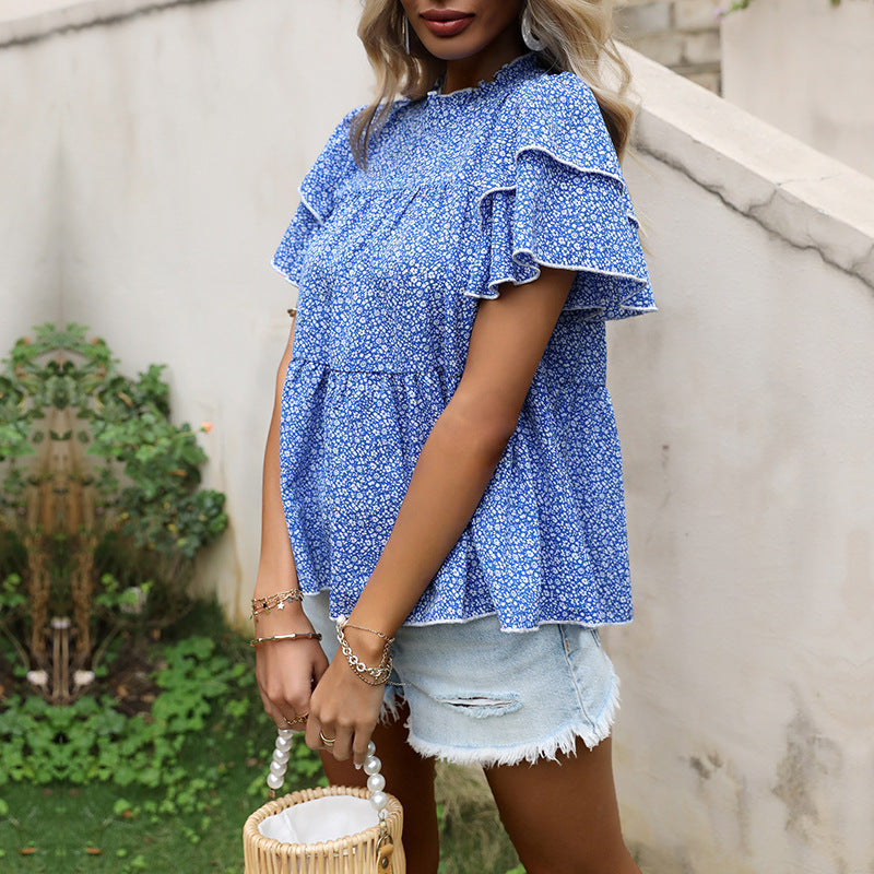 Damen Bluse mit raffinierten Rüschendetails und floralem Muster Drune
