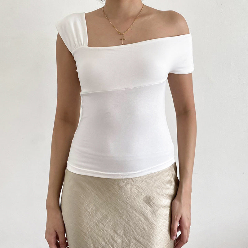 Damen modernes asymmetrisches Oberteil mit trendigem One-Shoulder-Design Drune