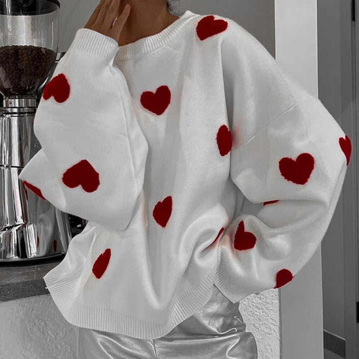 Damen Pullover mit Herzmotiven und lässigem Schnitt Drune