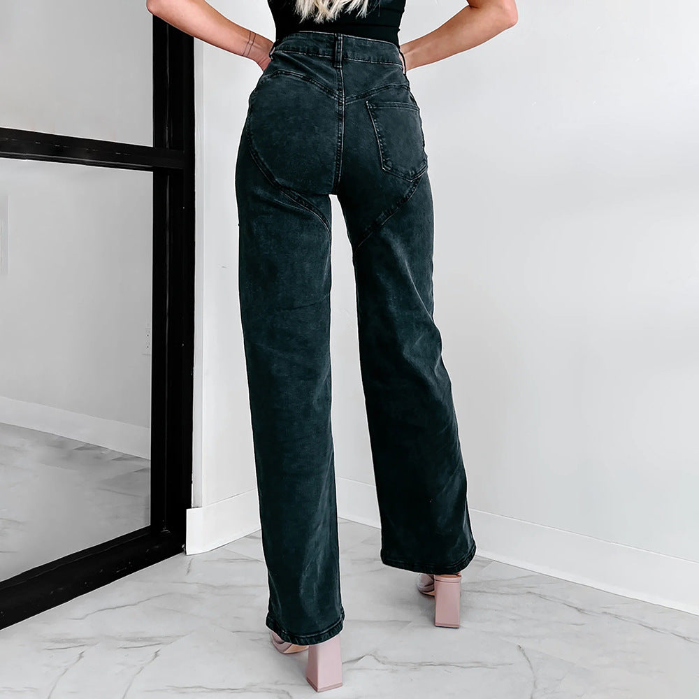 Damen Hochtaillierte Jeans mit durchbrochenem Design Drune