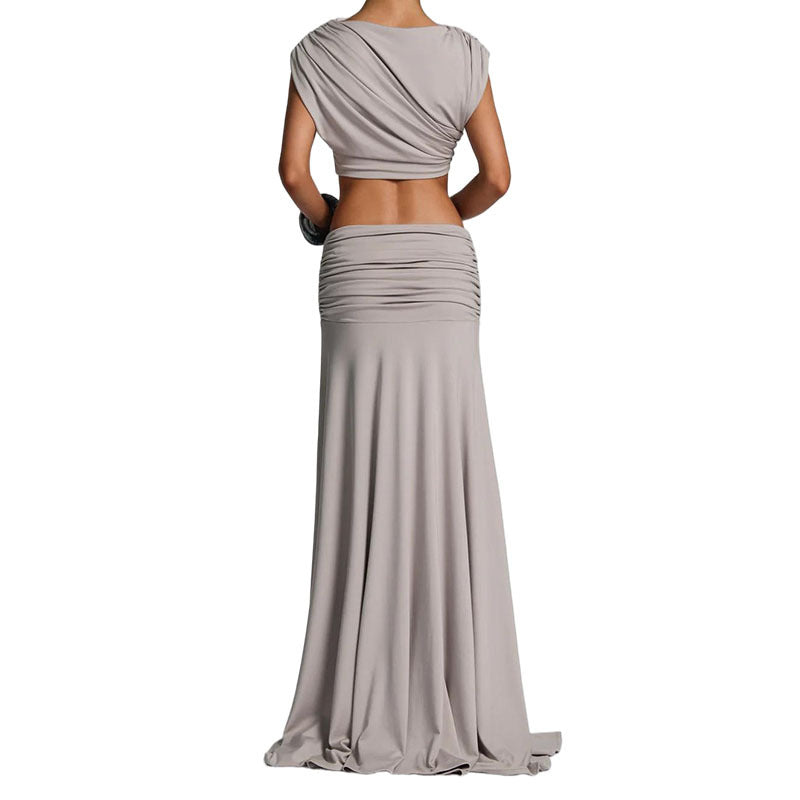 Damen elegantes Wickelkleid mit Rüschendetails Drune