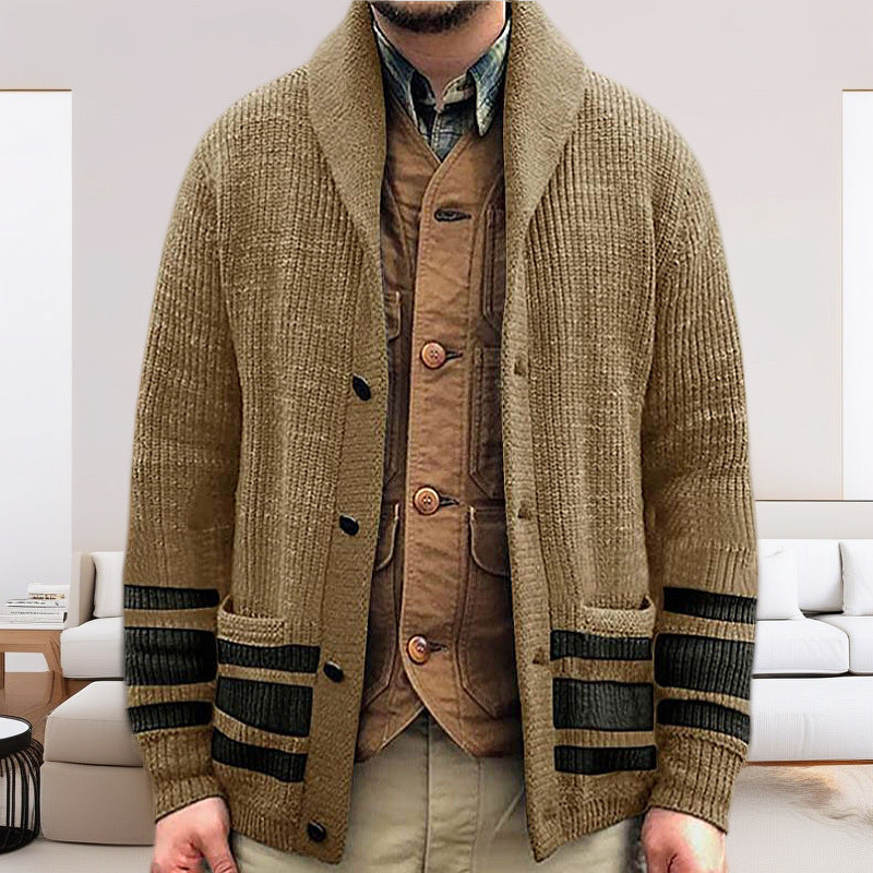 Herren Strickjacke mit modernem Waffelmuster und praktischen Taschen Drune
