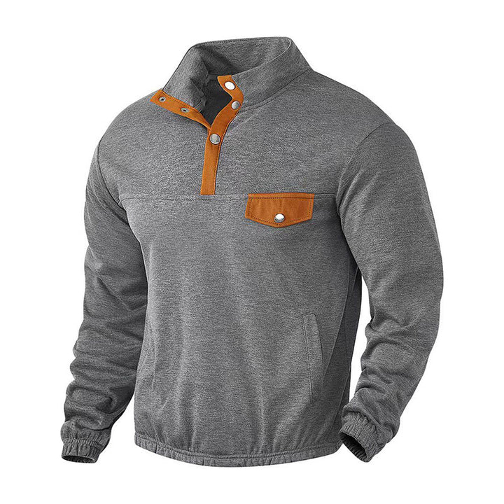 Herren modisches Sweatshirt mit Kragen und Lederdetails Drune