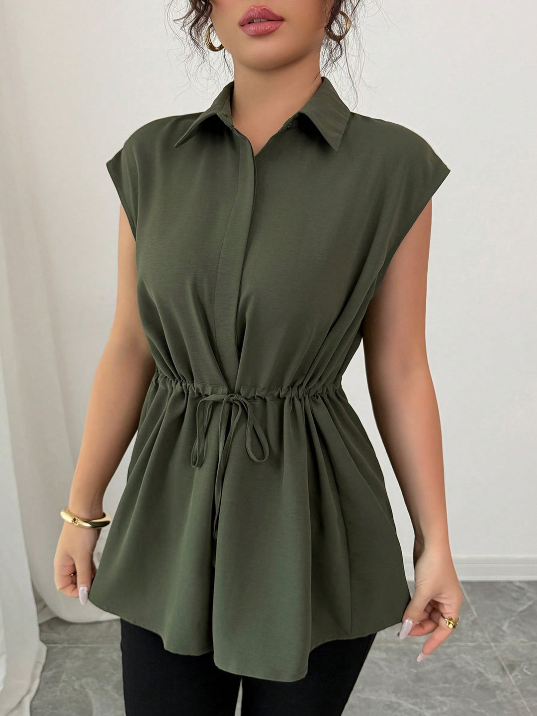 Damen lässige Bluse mit tailliertem Schnitt Drune