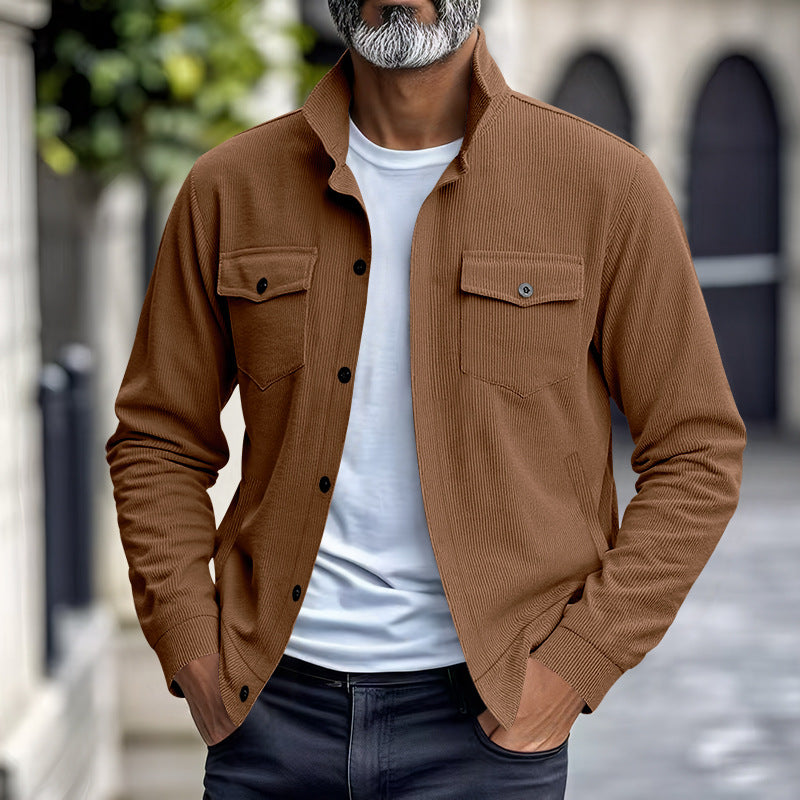 Herren lässige Oberhemdjacke mit funktionalen Taschen und strukturiertem Design Drune