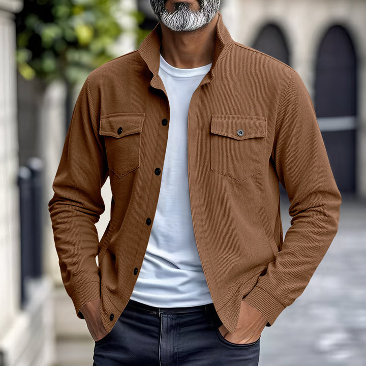 Herren lässige Oberhemdjacke mit funktionalen Taschen und strukturiertem Design Drune
