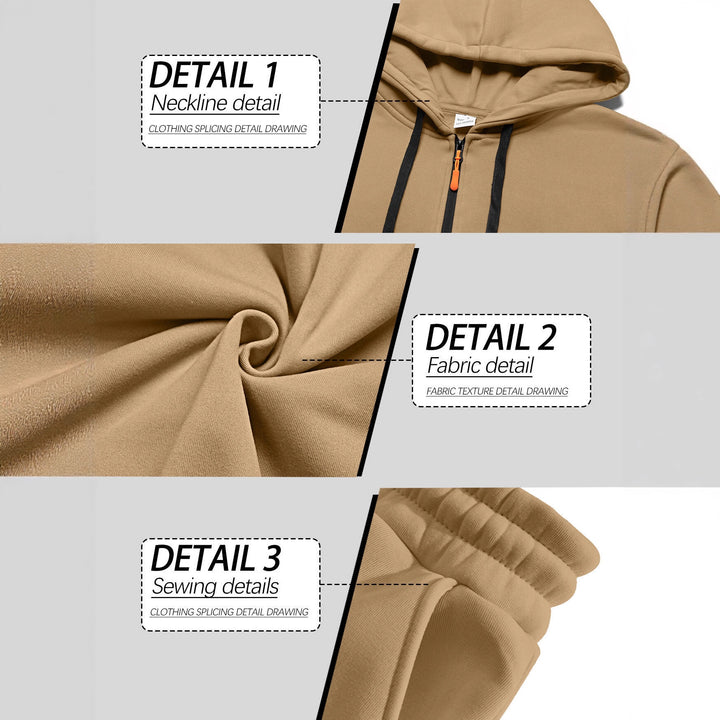 Herren nan lässiger Halbzip Hoodie mit Kängurutasche und Cargo Jogginghose mit Reißverschlussdetails Drune