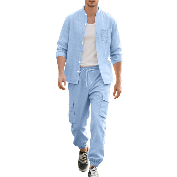 Herren lässiges Leinen-Set mit praktischen Taschen und atmungsaktiver Stoffqualität Drune