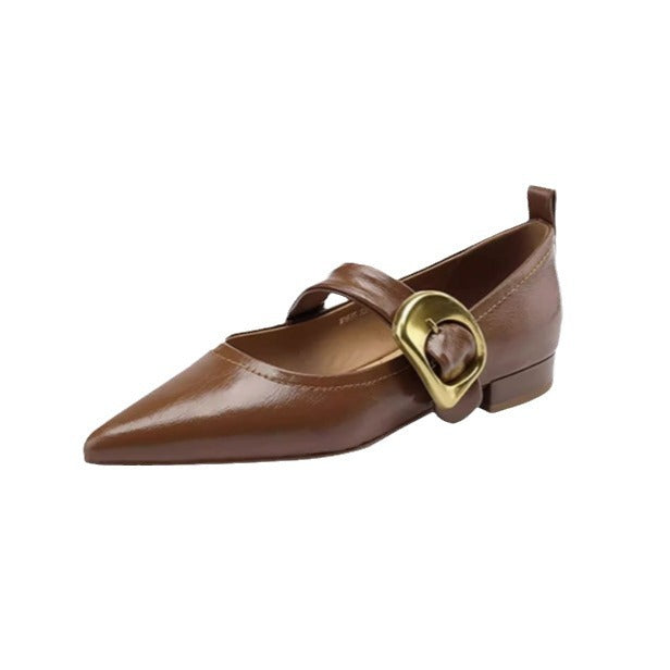 Damen Elegante Spitzer-Toe Slingback Ballerinas mit Verstellbarem Riemen Drune