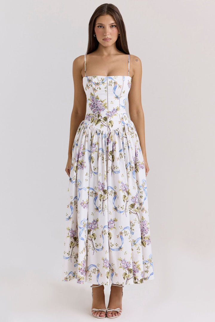 Damen nan tailliertes Maxikleid mit Korsettoberteil und feinen Spaghettiträgern Drune