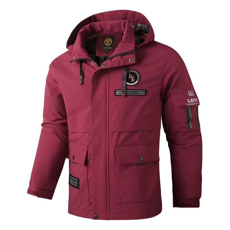 Herren nan wasserdichte Parka-Jacke mit Kapuze, mehrfachen Utility-Taschen, verstärkten Ärmelabschlüssen und winddichter Membran Drune