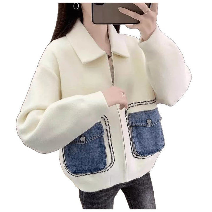 Damen modische Oberjacke mit auffälligen Denim-Taschen Drune