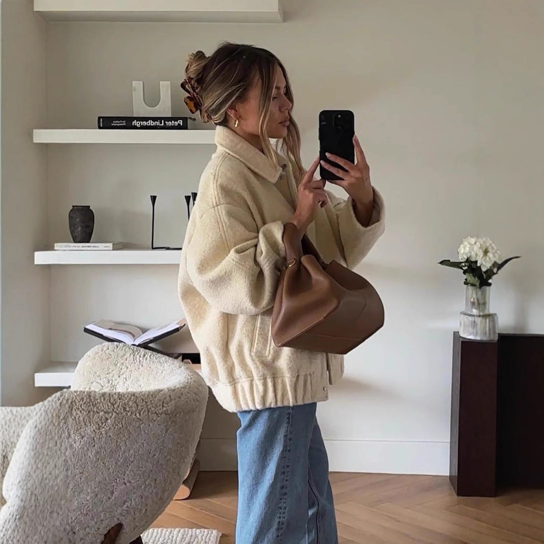Damen strapazierfähige und kuschelige Teddyjacke mit elastischem Bund Drune