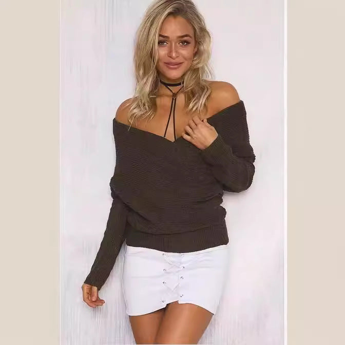 Damen Wickelpullover mit offenem Schulterdesign und lässiger Silhouette Drune
