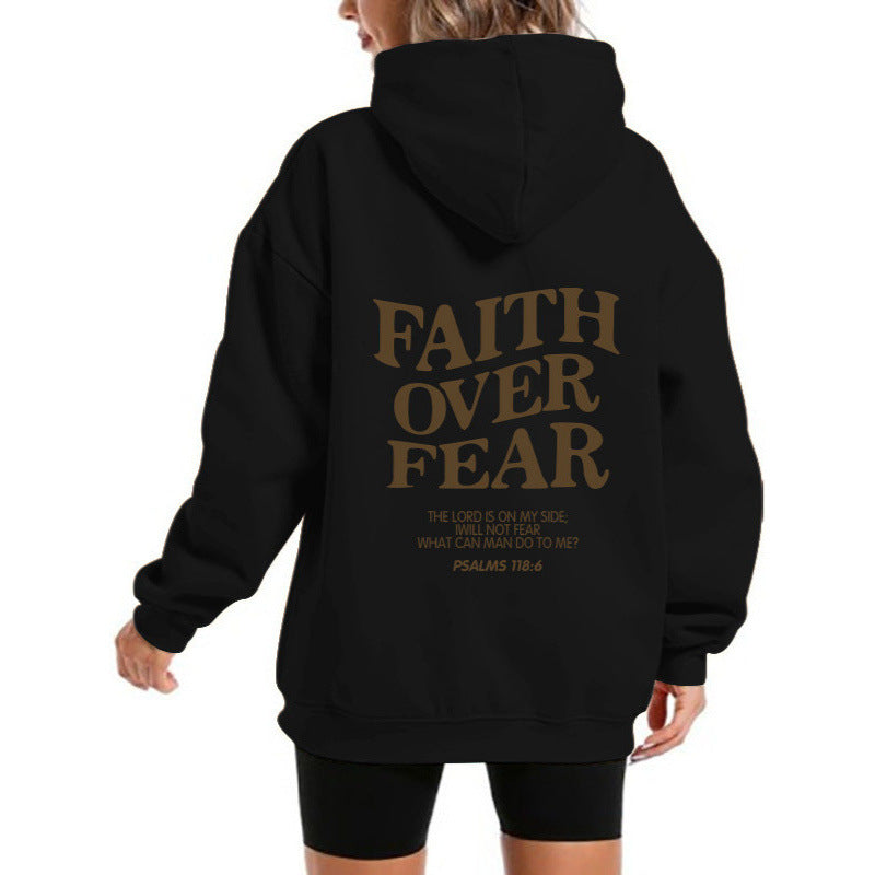 Damen Kapuzensweater mit motivierendem Schriftzug und bequemem Schnitt Drune