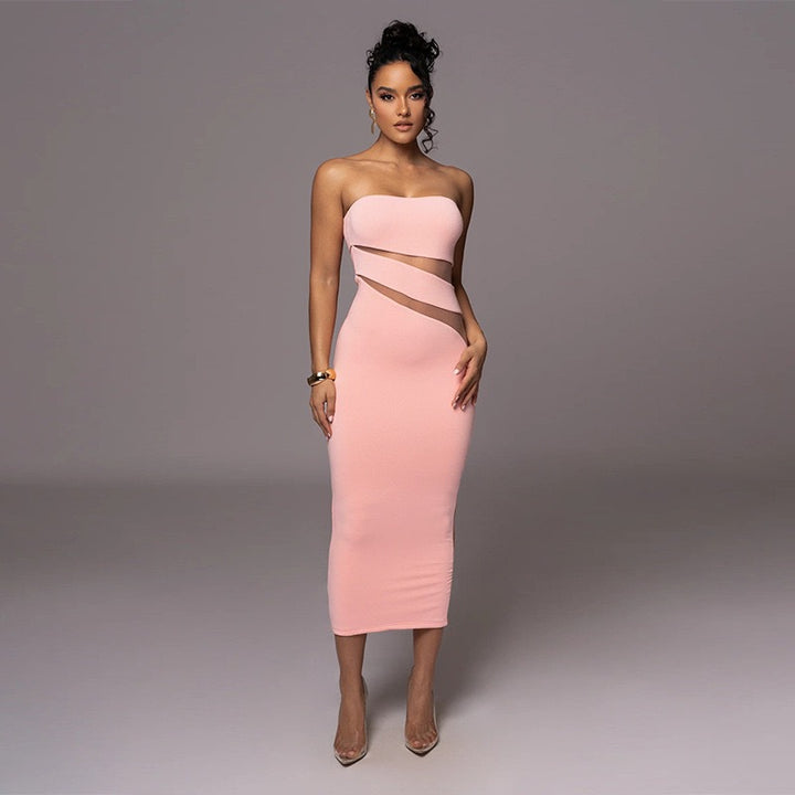 Damen Off-Shoulder Maxikleid mit raffinierten Cut-Out-Details und tailliertem Schnitt Drune