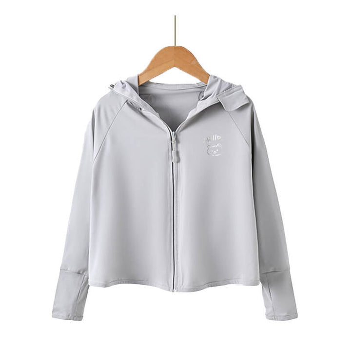 Unisex nan atmungsaktive Kinder-UV-Schutzjacke mit A-Linien-Schnitt, Kapuze und Daumenlöchern  Drune