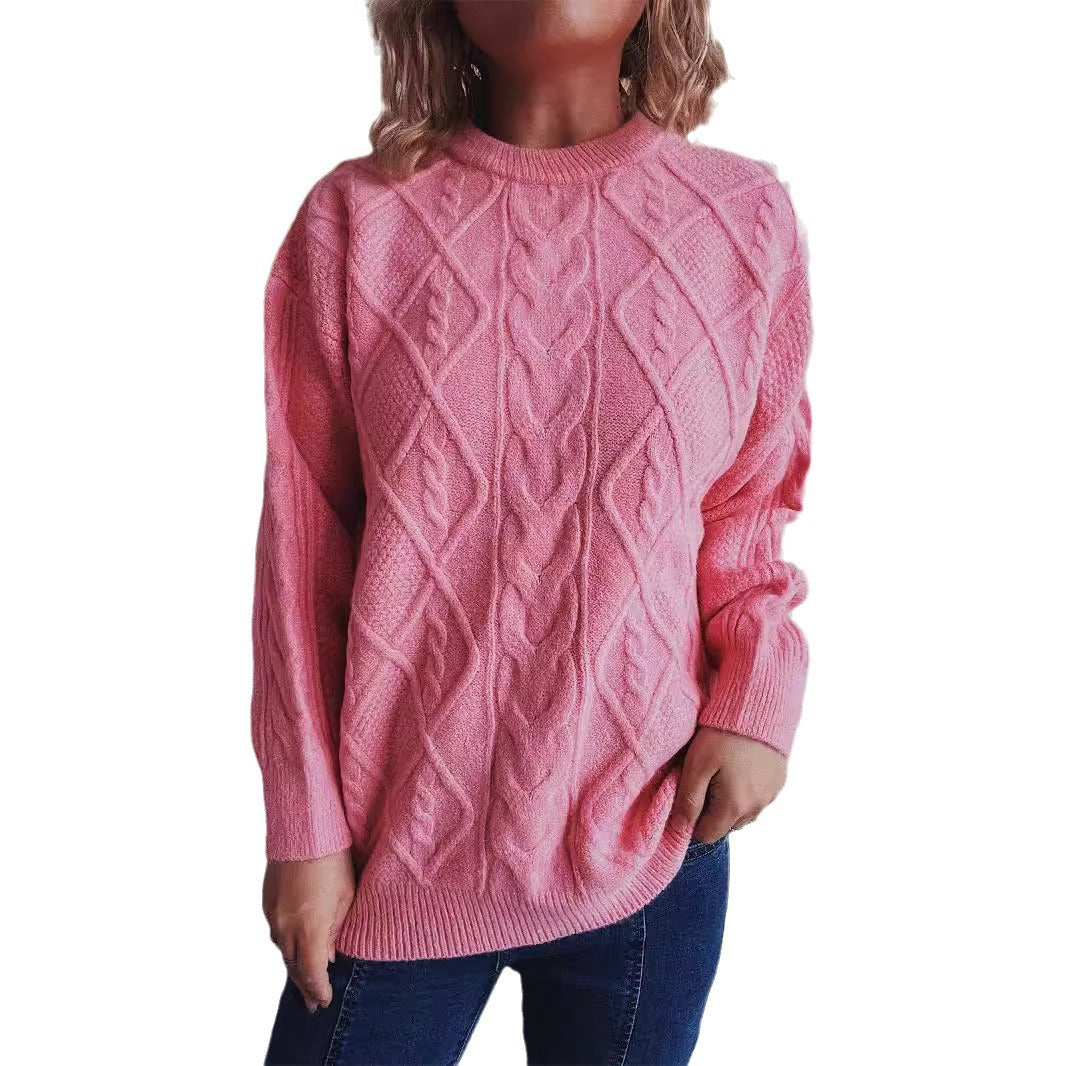Damen Grobstrukturierter Strickpullover mit Zopf-Design Drune