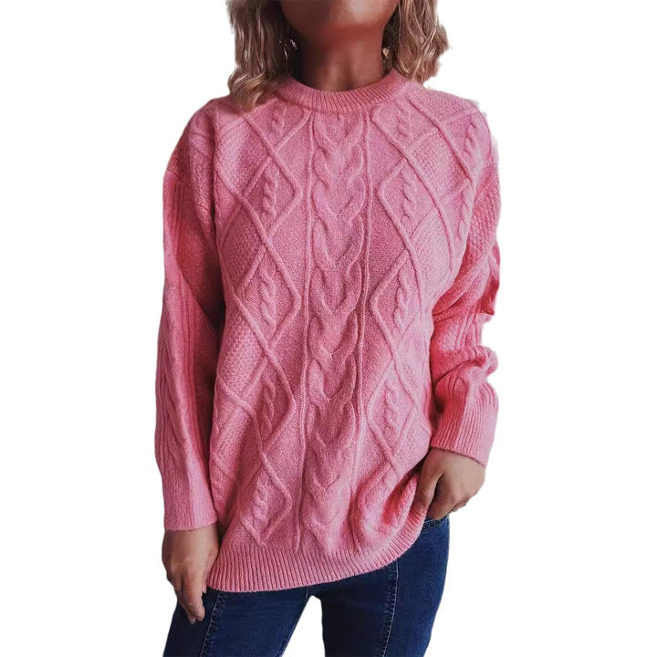 Damen Grobstrukturierter Strickpullover mit Zopf-Design Drune