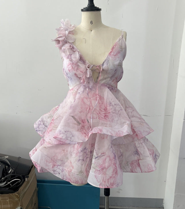 Damen Romantisches Blumenkleid mit Volant-Details Drune