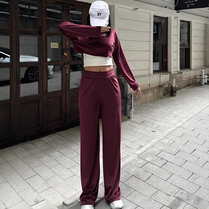 Damen Urbanes Freizeit-Set mit cropped Oberteil und weitem Schnitt Drune