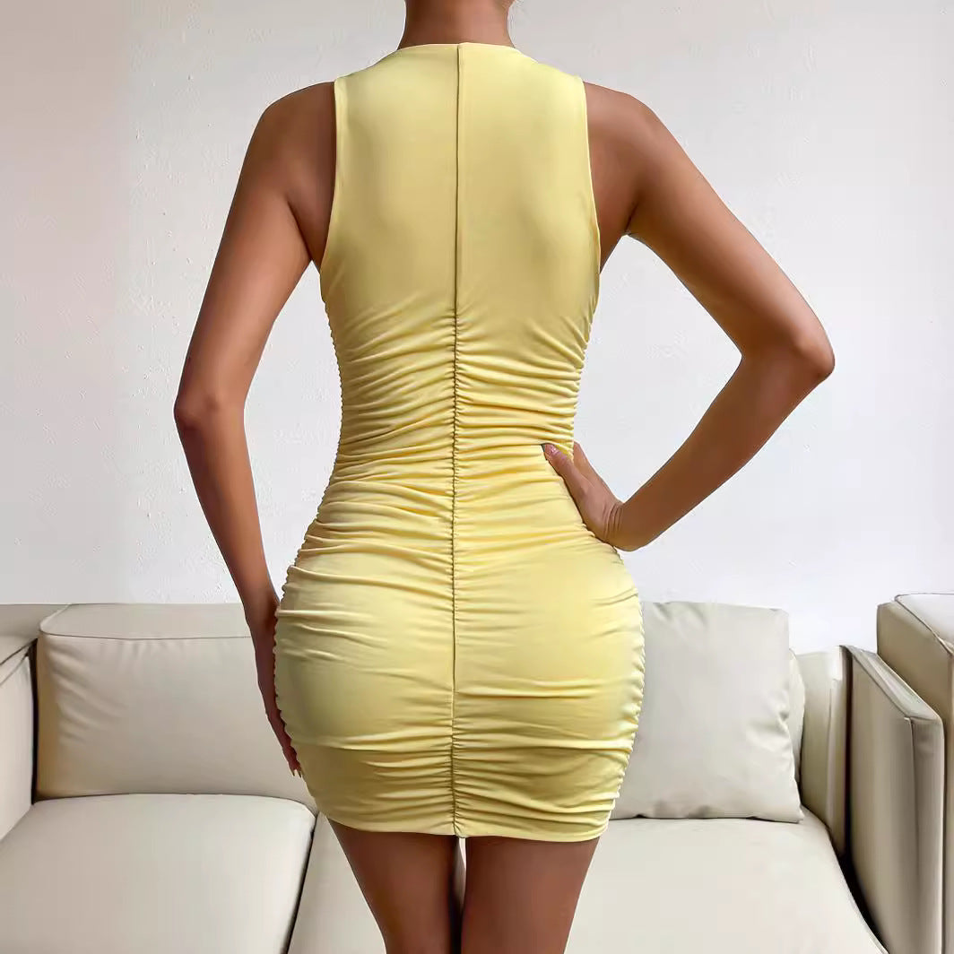 Damen Figurbetontes Wickelkleid mit verstellbaren Trägern und Raffung Drune