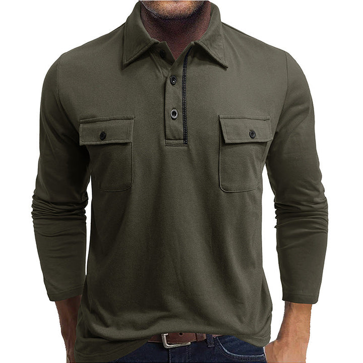 Drune | Poloshirts Baumwollmischung Reguläre Passform Lange Ärmel Klappentaschen