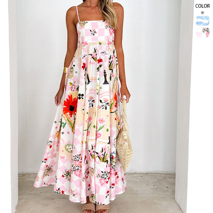 Damen Maxikleid mit verspieltem Blumendesign und ausgeschnittenen Details Drune
