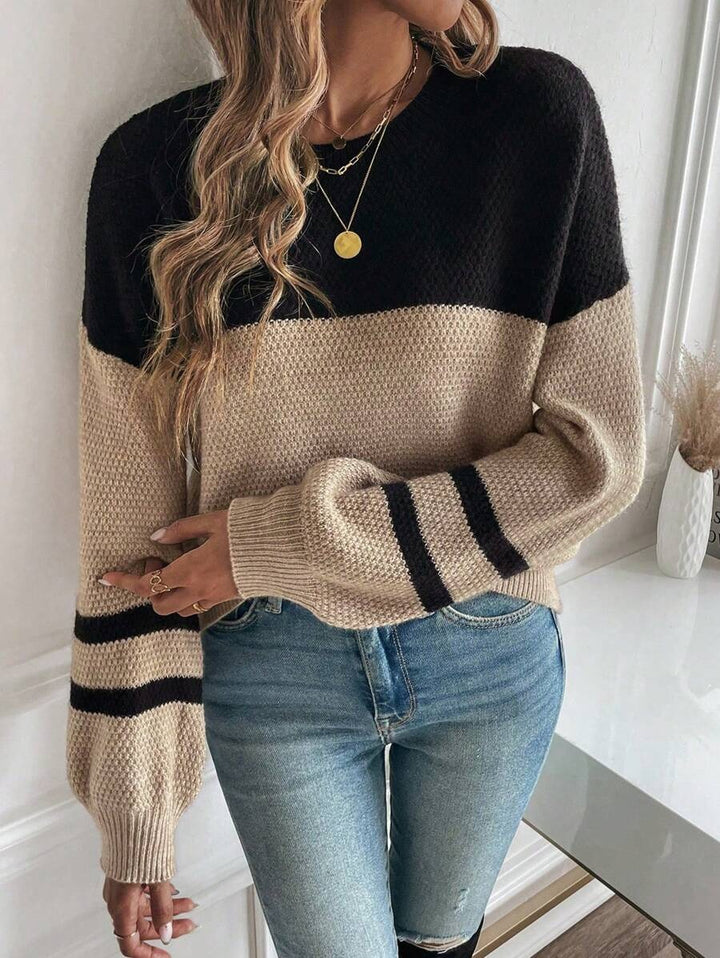 Damen legerer Strickpullover mit strukturiertem Obermaterial und eleganten Streifen Drune