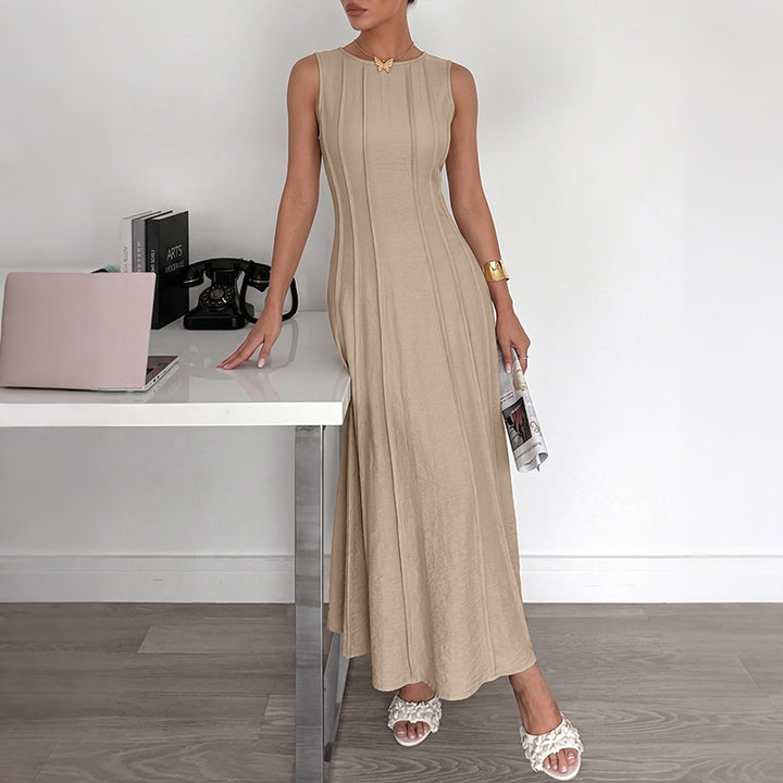 Damen Langarm Maxikleid mit eleganten Streifen und schmeichelndem Schnitt Drune