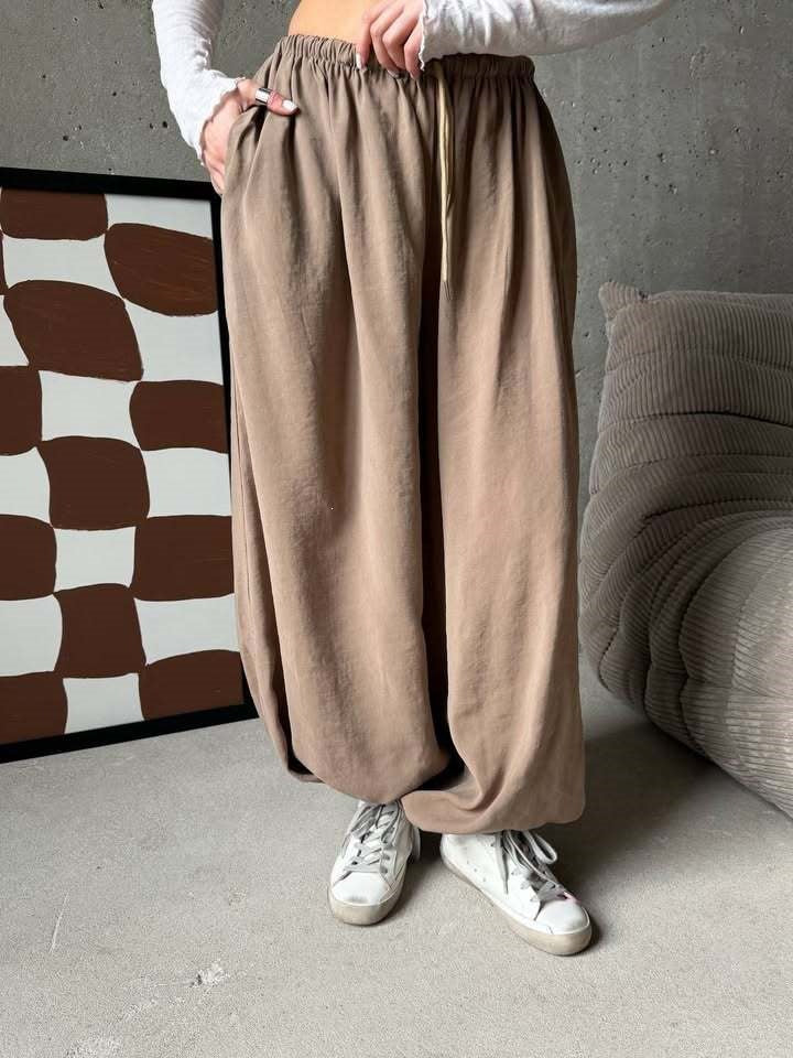 Damen Legere Palazzo-Hose mit elastischem Bund Drune