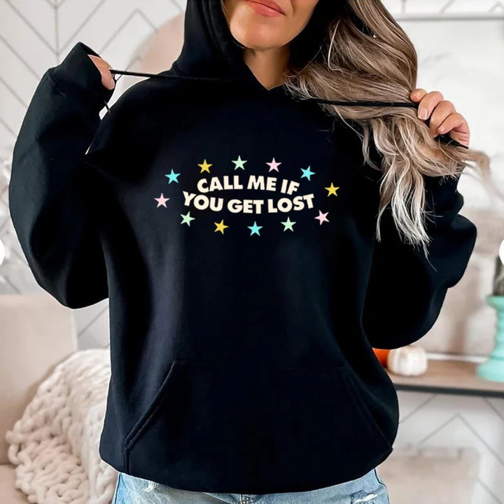 Damen Kapuzenpullover mit kreativem Aufdruck und lässiger Passform Drune