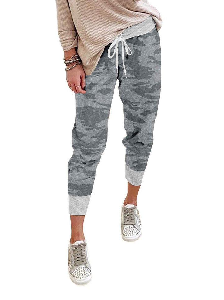 Damen bequeme Camouflage Jogginghose mit elastischem Bund und Bündchen Drune