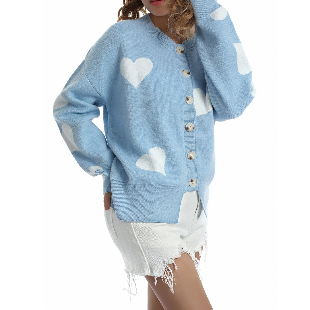 Damen Strickjacke mit Herzmotiv und knöpfbarem Design Drune