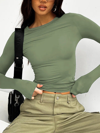 Damen Fashion Langarmoberteil mit asymmetrischem Schnitt und weichen Ärmeln Drune