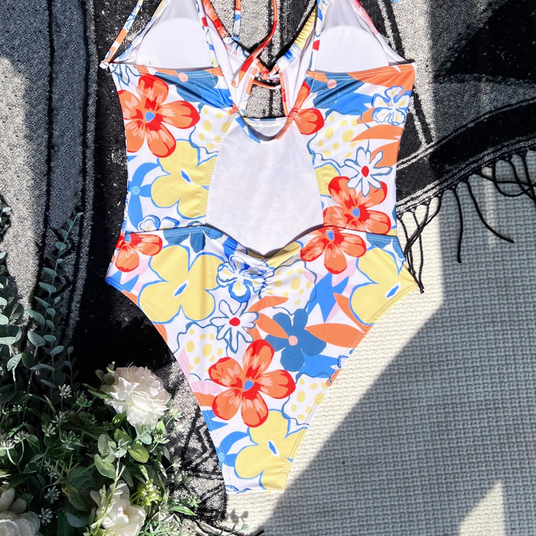 Damen Floral Design Einteiler Badeanzug Drune