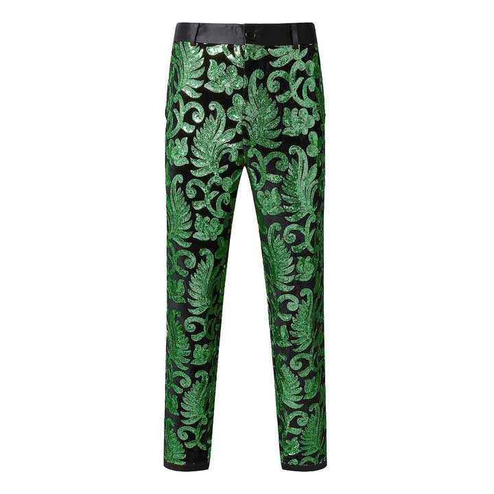 Herren elegante Pailletten-Hosen mit floralem Muster Drune